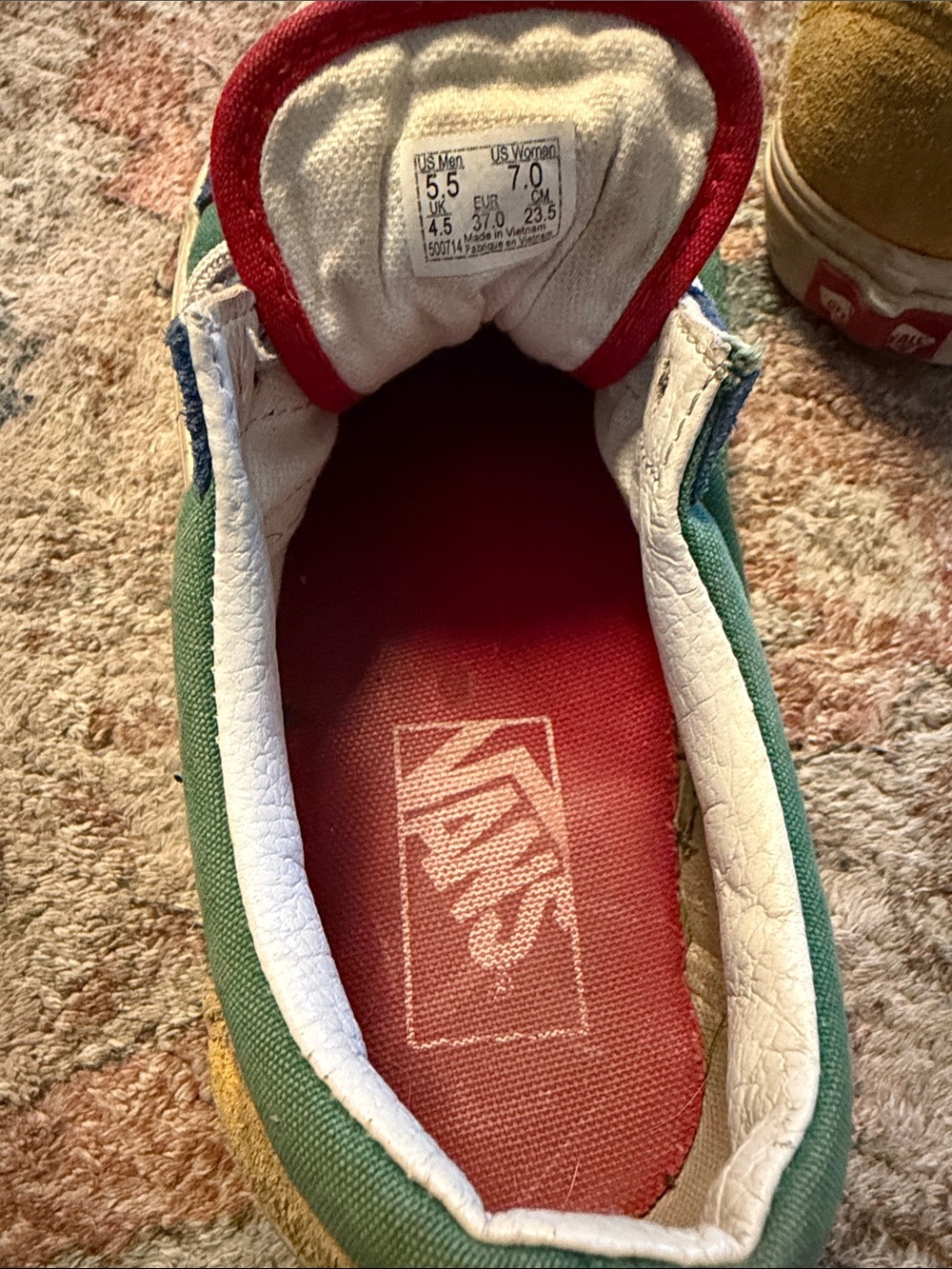 Vans Low-Top Sneakers in Green, Blue & White - Picture 4 of 4
